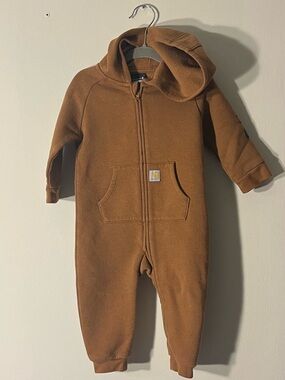 Carhartt Brown Kids Baby Infant Hooded One Piece Jumpsuit 9 months